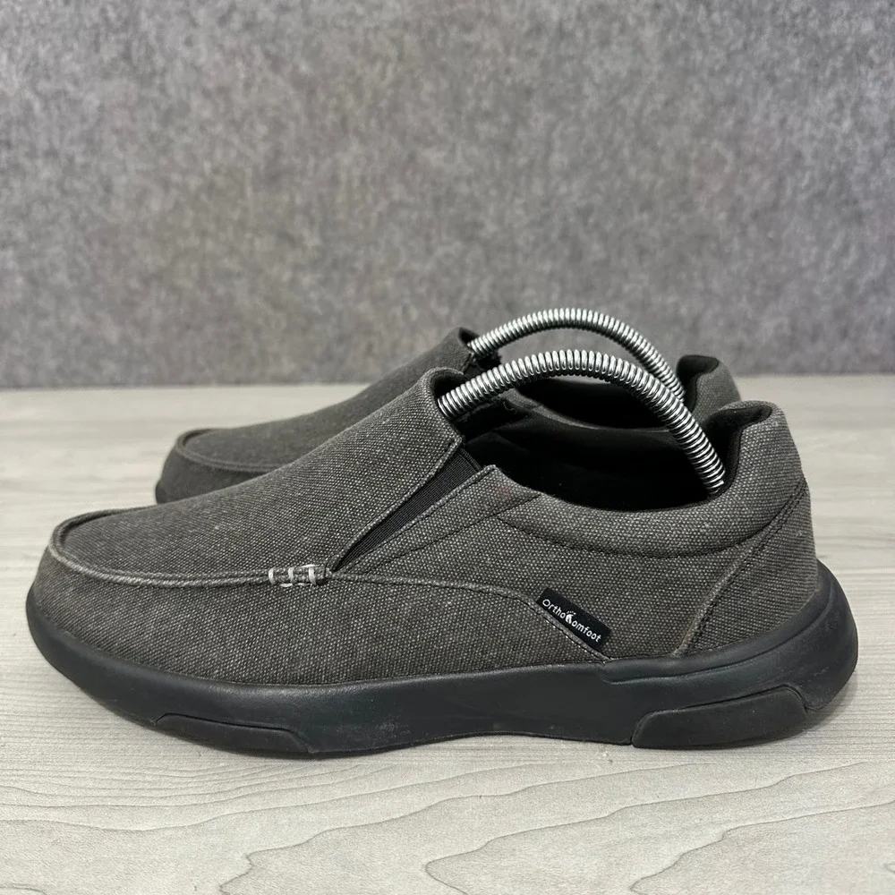 OrthoComfoot‎ ZGBX02 Loafers Mens 42 US 9 Gray Canvas Slip On Orthopedic Shoes